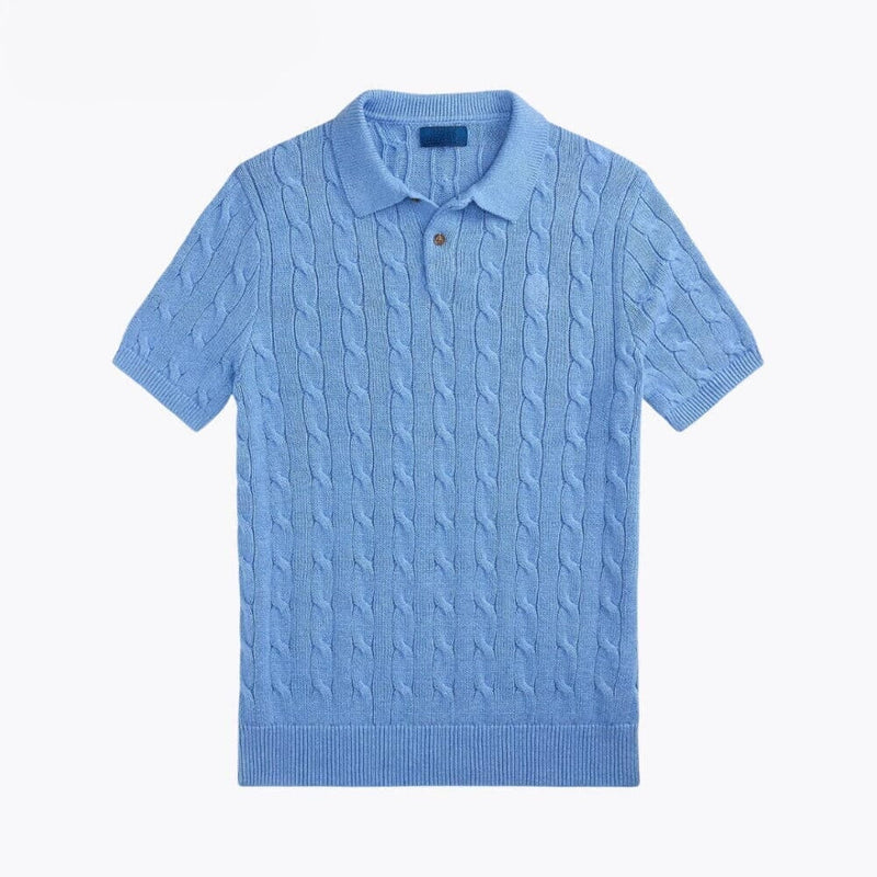11 - Cable-Knit Cotton Polo-Collar Sweater