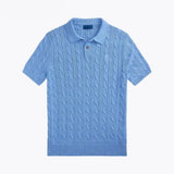 11 - Cable-Knit Cotton Polo-Collar Sweater