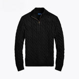 02 - Chunky Cable-Knit Cotton Quarter-Zip Sweater