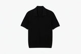 Cotton Blend Open Polo Collar Sweater