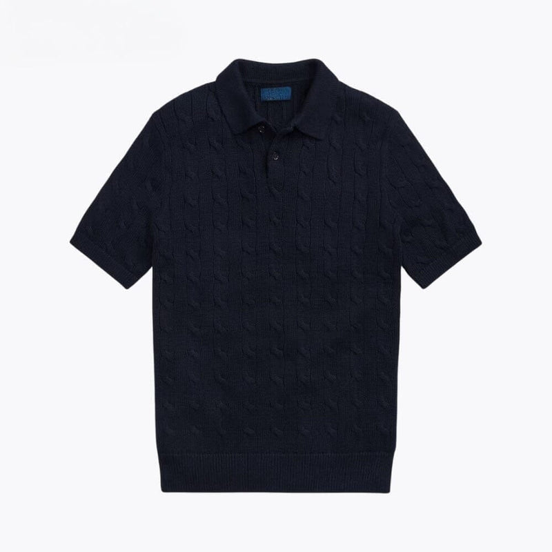 11 - Cable-Knit Cotton Polo-Collar Sweater