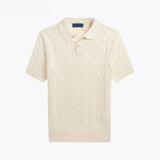 11 - Cable-Knit Cotton Polo-Collar Sweater