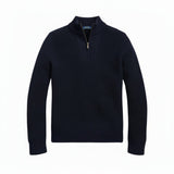 Waffle-Knit Wool-Cotton Quarter-Zip Sweater