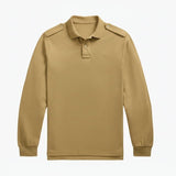 Mesh Long-Sleeve Polo Shirt