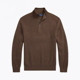 Mesh-Knit Cotton Quarter-Zip Sweater