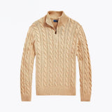 02 - Chunky Cable-Knit Cotton Quarter-Zip Sweater