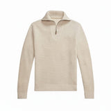 Waffle-Knit Wool-Cotton Quarter-Zip Sweater