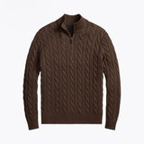 02 - Chunky Cable-Knit Cotton Quarter-Zip Sweater