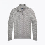 02 - Chunky Cable-Knit Cotton Quarter-Zip Sweater
