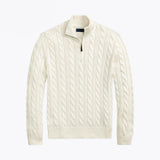 02 - Chunky Cable-Knit Cotton Quarter-Zip Sweater