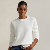 Polo Bear Crew Neck Sweater In Linen-Cotton Blend