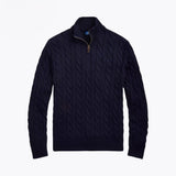 02 - Chunky Cable-Knit Cotton Quarter-Zip Sweater