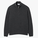 Zipped High Neck Carded Wool Sweater